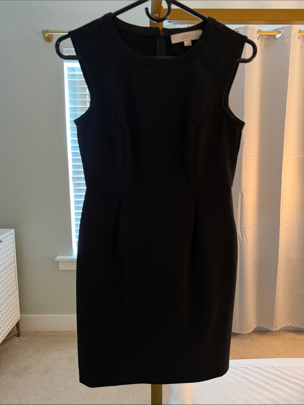 LOFT Black Sleeveless Sheath Midi Dress
